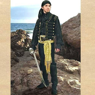 Men's Pirate Medieval Black Pirate Vest | pirate with beard