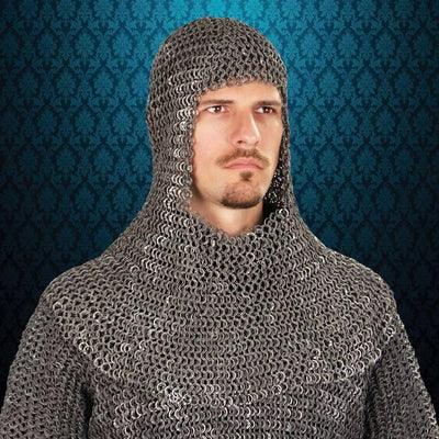 Riveted Dark Aluminum Mail Armor Coif - Medieval Replicas