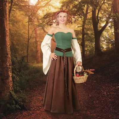 Medieval Forest Ensemble with Skirt, Bodice and Belt | skirt with belts