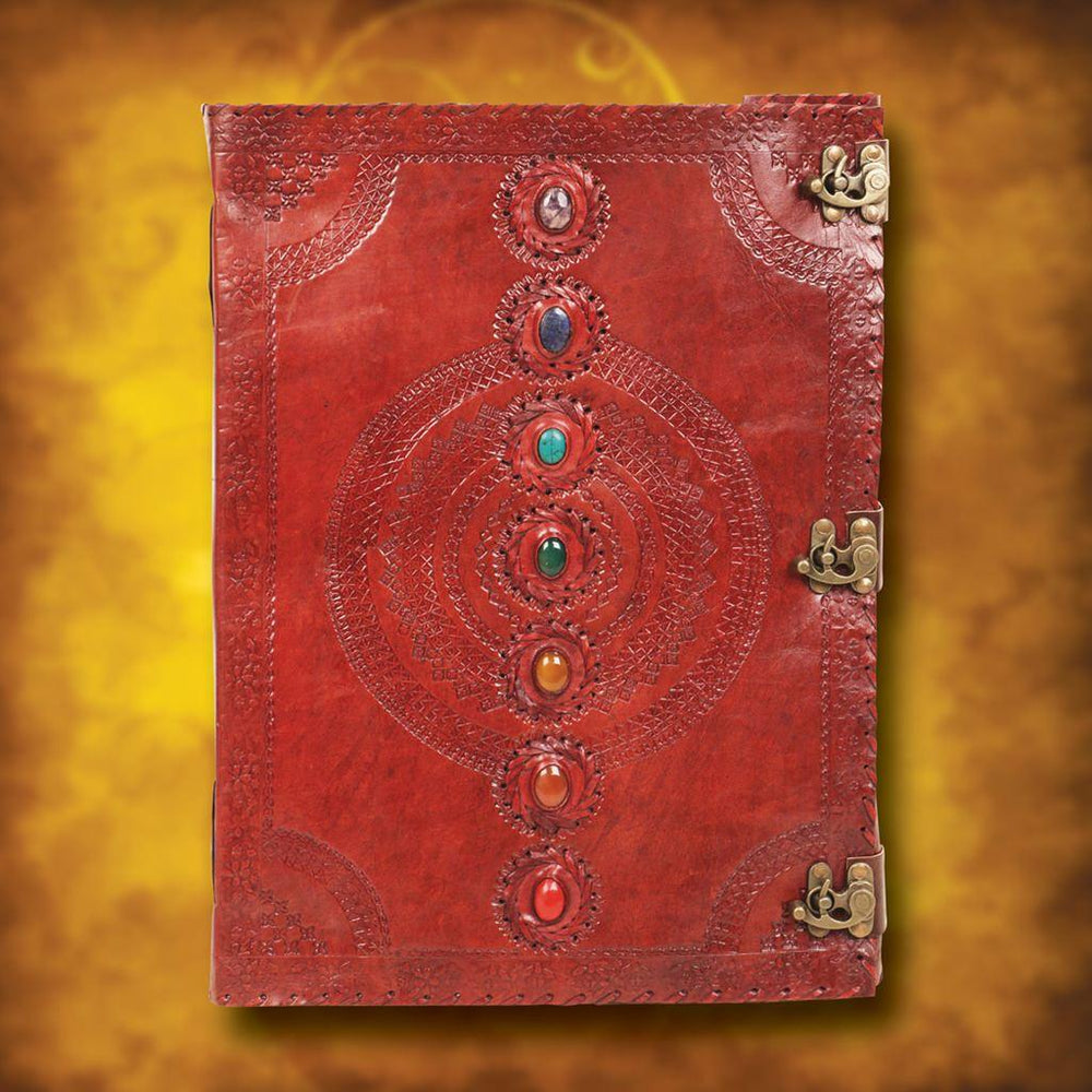 Massive Mystic Leather Journal with 7 Chakra Stones - Medieval Replicas