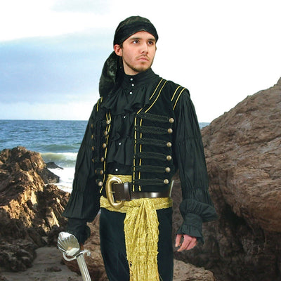 Men's Pirate Medieval Black Pirate Vest | pirate with beard