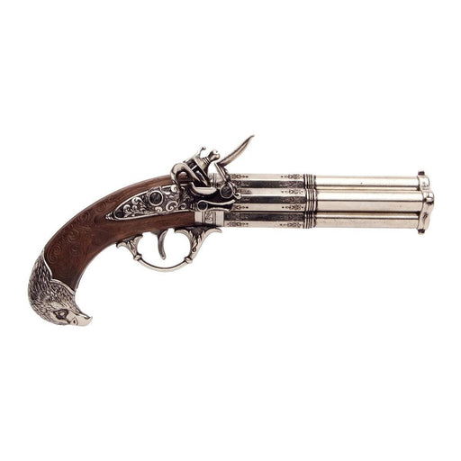 18th Century Four Barrel Flintlock Pistol Replica - Medieval Replicas