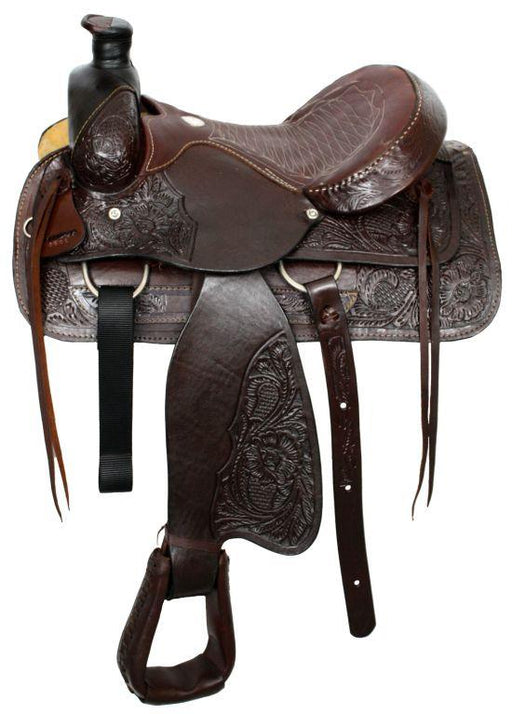 Buffalo roper style horse saddle with smooth leather seat 16 inch - Medieval Replicas