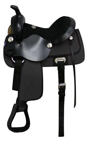 13" Double T  Black Nylon Cordura Saddle Suede Leather Seat and Leather Jockeys |riding saddle seat