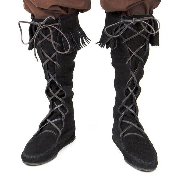 Pirate Tall Suede Boots with Fringe - Medieval Replicas