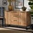 REID MODERN FINISHED WOOD AND BLACK METAL 3-DRAWER SIDEBOARD BUFFET - Medieval Replicas