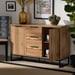 REID MODERN FINISHED WOOD AND BLACK METAL 3-DRAWER SIDEBOARD BUFFET - Medieval Replicas