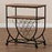 DANIA BLACK METAL AND WALNUT FINISHED WOOD MOBILE WINE BAR CART - Medieval Replicas