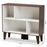 SENJA TWO-TONE WHITE AND WALNUT BROWN FINISHED WOOD 4-SHELF BOOKCASE - Medieval Replicas