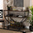 FRIEDA RUSTIC  BROWN FINISHED WOOD AND BLACK FINISHED METAL CONSOLE CART - Medieval Replicas