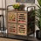 AILA MODERN BROWN FINISHED WOOD AND BLACK METAL MULTIPURPOSE KITCHEN STORAGE CABINET - Medieval Replicas