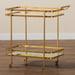 DESTIN MODERN GLAM BRUSHED GOLD FINISHED METAL AND MIRRORED GLASS 2-TIER MOBILE WINE BAR CART - Medieval Replicas