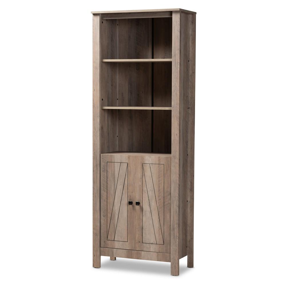 DEREK TRANSITIONAL NATURAL OAK FINISHED WOOD 2-DOOR BOOKCASE - Medieval Replicas