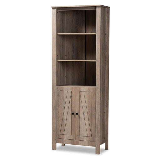 DEREK TRANSITIONAL NATURAL OAK FINISHED WOOD 2-DOOR BOOKCASE - Medieval Replicas