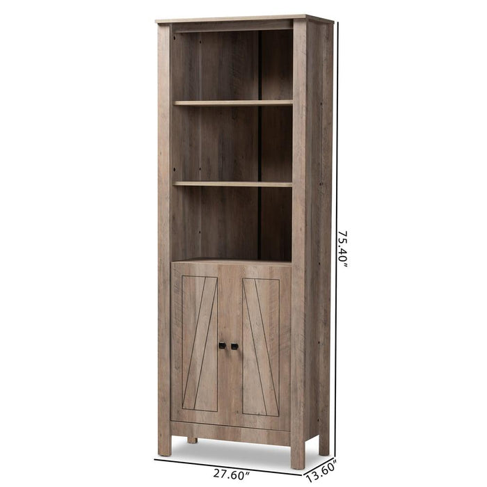 DEREK TRANSITIONAL NATURAL OAK FINISHED WOOD 2-DOOR BOOKCASE - Medieval Replicas