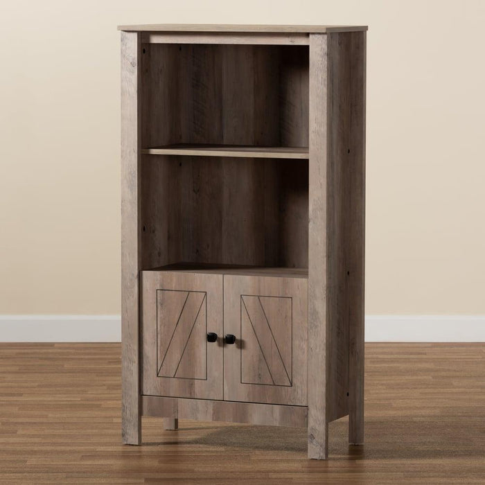 DEREK TRANSITIONAL NATURAL OAK FINISHED WOOD 3-TIER BOOKCASE - Medieval Replicas