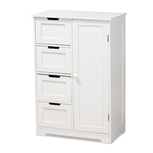 BAUER  WHITE FINISHED WOOD 4-DRAWER BATHROOM STORAGE CABINET - Medieval Replicas