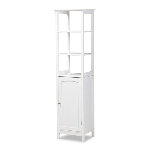 BELTRAN  WHITE FINISHED WOOD BATHROOM STORAGE CABINET - Medieval Replicas