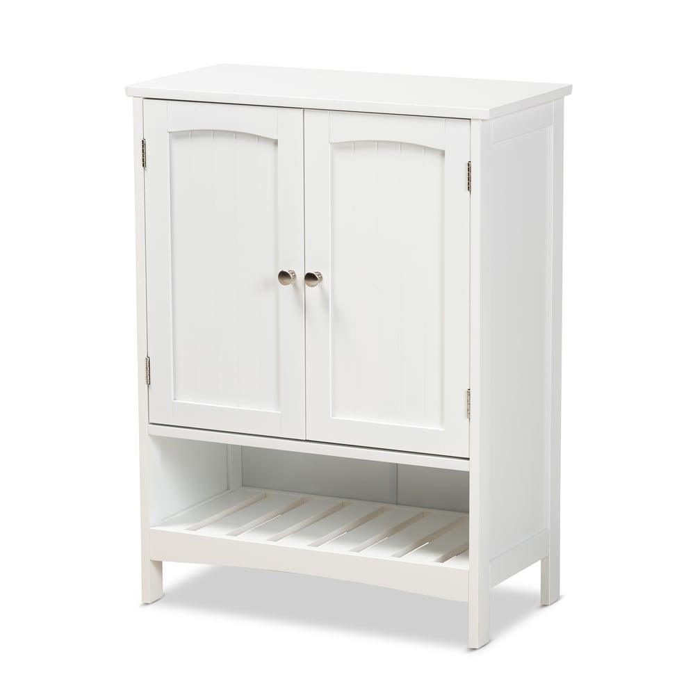 JAELA WHITE FINISHED WOOD 2-DOOR BATHROOM STORAGE CABINET - Medieval Replicas