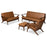 BIANCA BROWN FINISHED WOOD AND TAN FAUX LEATHER EFFECT 4-PIECE LIVING ROOM SET - Medieval Replicas