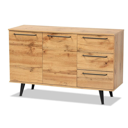 RADLEY MODERN  BROWN FINISHED WOOD 3-DRAWER SIDEBOARD BUFFET - Medieval Replicas