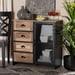 CONNELL MODERN TWO-TONE NATURAL FINISHED WOOD AND BLACK METAL SIDEBOARD BUFFET - Medieval Replicas