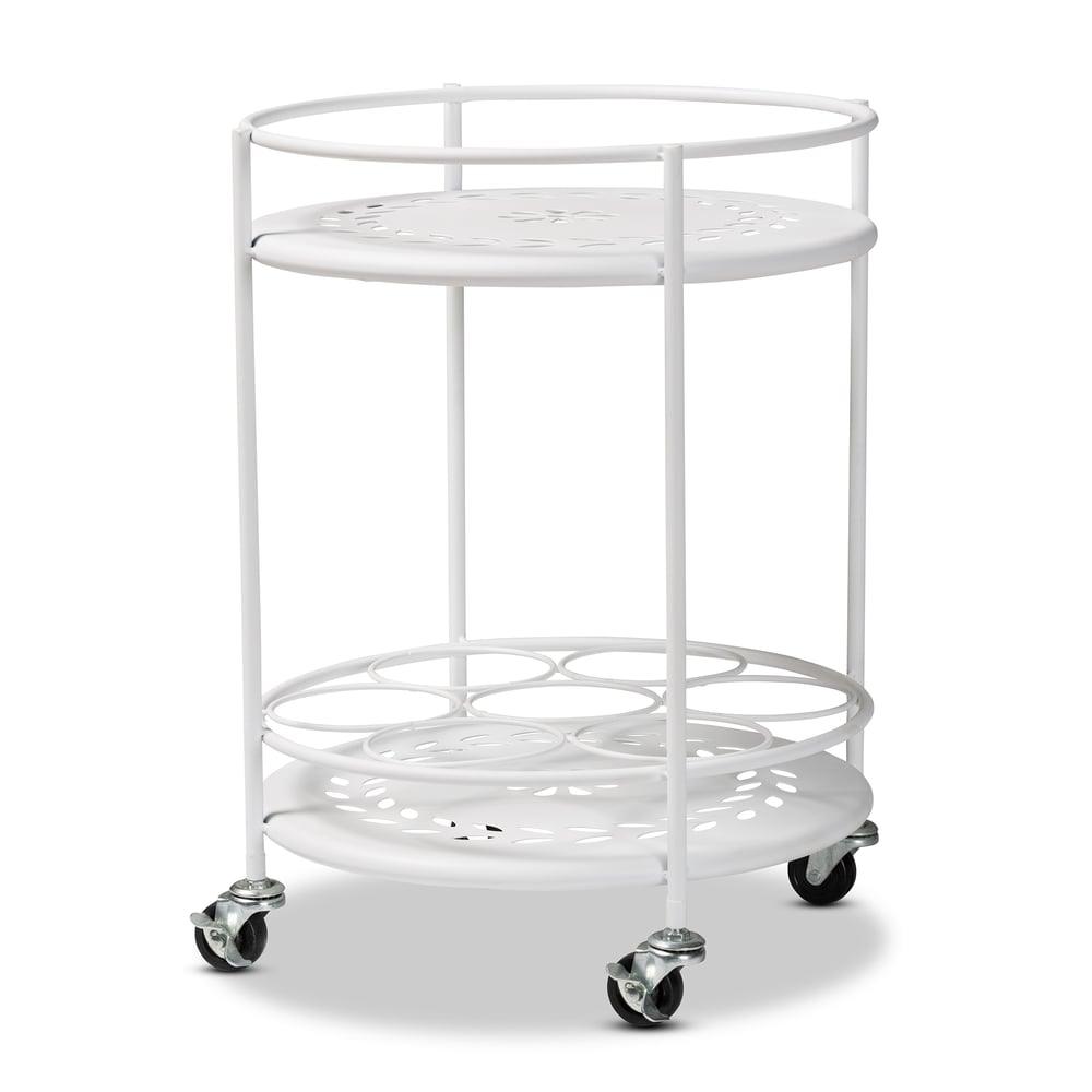 DALLAN MODERN WHITE METAL 2-TIER KITCHEN CART - Medieval Replicas