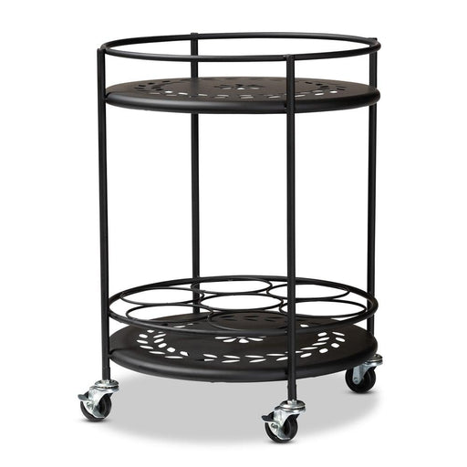 DALLAN MODERN BLACK METAL 2-TIER KITCHEN CART - Medieval Replicas