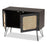 DAVION MID-CENTURY MODERN FINISHED WOOD AND BLACK METAL 2-DOOR SIDEBOARD BUFFET - Medieval Replicas