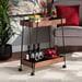 REYNARD MODERN BROWN FINISHED WOOD AND BLACK METAL 2-TIER WINE CART - Medieval Replicas