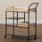 CALAIS MODERN BROWN FINISHED WOOD AND BLACK METAL MOBILE KITCHEN CART WITH RATTAN - Medieval Replicas