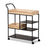 CALAIS MODERN BROWN FINISHED WOOD AND BLACK METAL MOBILE KITCHEN CART WITH RATTAN - Medieval Replicas