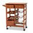 CRAYTON MODERN OAK BROWN FINISHED WOOD AND SILVER-TONE METAL MOBILE KITCHEN STORAGE CART - Medieval Replicas