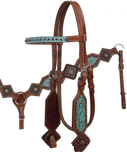 Showman ® Filigree Print Headstall and Breast Collar Set - Medieval Replicas