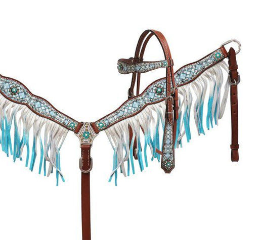 Showman ® Blue diamond horse headstall and breast collar set - Medieval Replicas