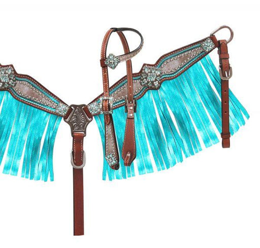 Showman  Pony Size horse Headstall and breast collar set with holographic snake print - Medieval Replicas