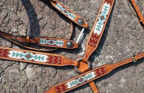 Showman Argentina Cow Leather 3 Piece Horse Headstall and breast collar set - Medieval Replicas