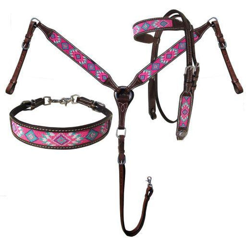 Showman Argentina Cow Leather 3 Piece Headstall and breast collar set - Medieval Replicas