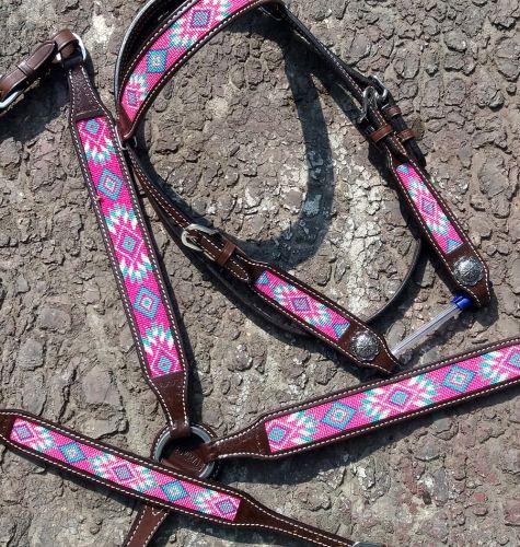 Showman Argentina Cow Leather 3 Piece Headstall and breast collar set - Medieval Replicas