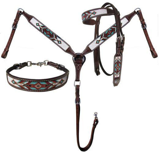 Argentina Cow Leather 3 Piece Horse Headstall and breast collar set - Medieval Replicas