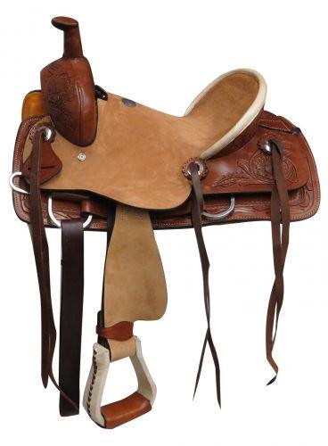 Double T  Youth hard seat roper style saddle 12", 13"  - Medieval Replicas