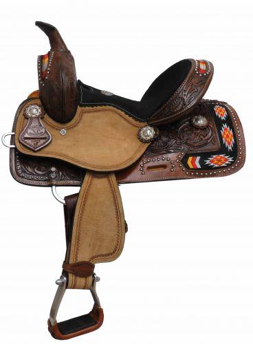 12" Double T Youth/Pony embroidered Navajo saddle |riding saddle seat