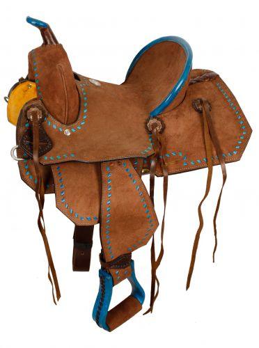 Double T  Youth/Pony Chocolate Roughout Barrel Saddle.13" - Medieval Replicas