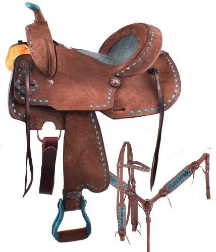 14", 15", 16"  Double T  Roughout Barrel Style Horse Saddle Set - Medieval Replicas