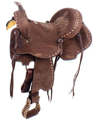 Double T  Hard Seat Barrel style saddle with Cheetah Seat 14", 15" - Medieval Replicas