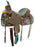 12" Double T Barrel style horse saddle with teal gator patchwork pattern