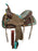 15" Double T Barrel style horse saddle with teal gator patchwork pattern