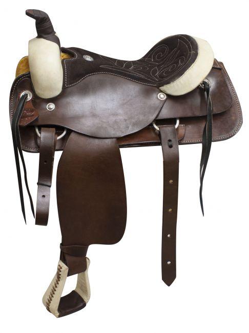 Circle S roper pleasure style Horse saddle with a suede leather seat 16" 17" - Medieval Replicas