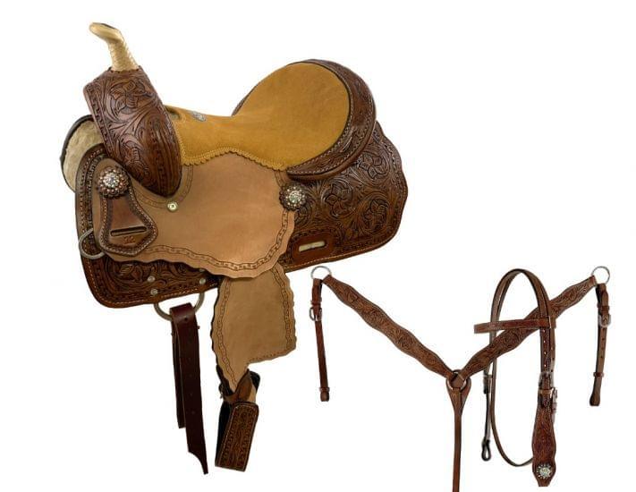 12" Double T Youth Barrel Style Horse Saddle set | horse saddle seat - Medieval Replicas