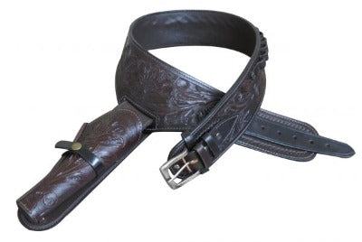 Showman ® 44/45 Caliber Dark oil tooled leather Western gun holster and belt